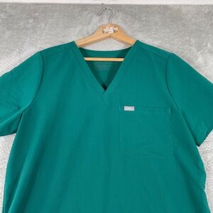 Figs Catarina One Pocket Scrub Top Women's Large Green Technical Stretch